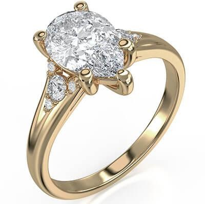 Picture of yellow gold engagement ring set with 1.50 carat Pear diamond